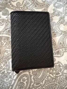 Ermenegildo Zegna Black Woven Leather  Wallet